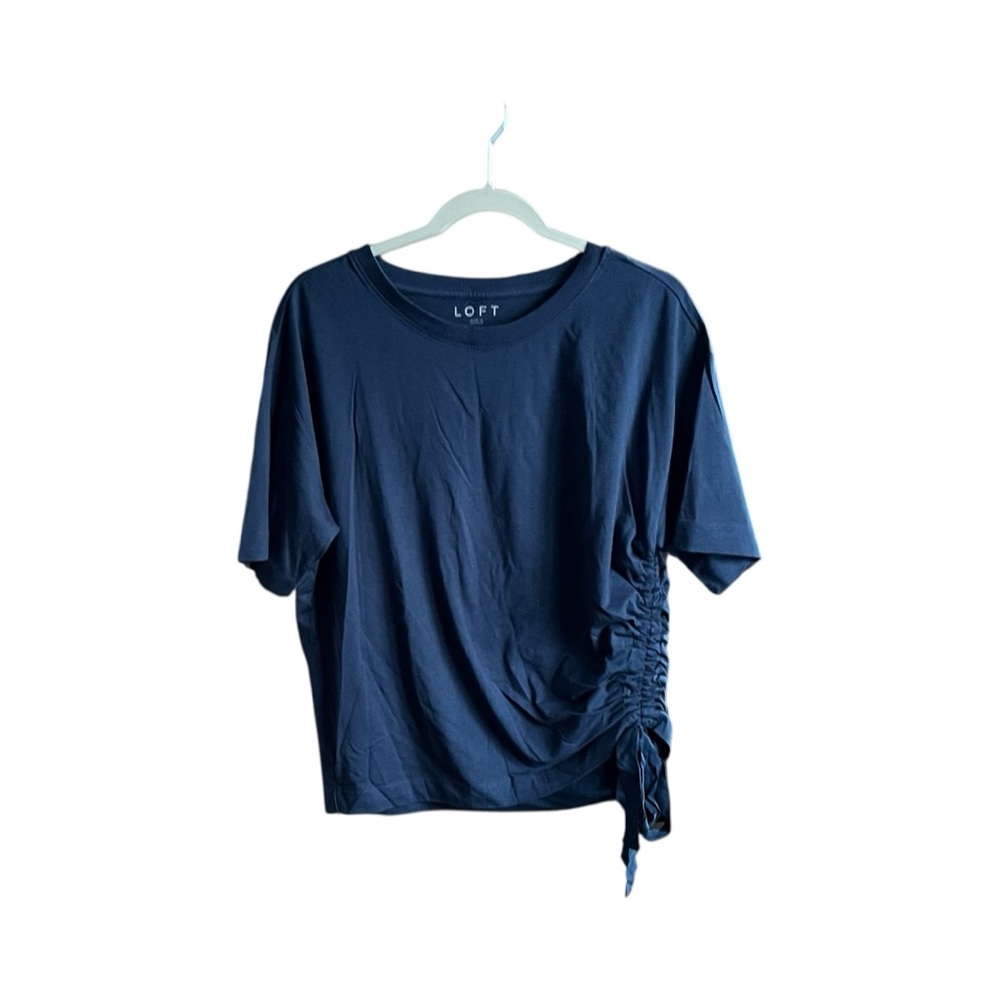 NWT LOFT Navy blue Short Sleeve Top with Side Detail